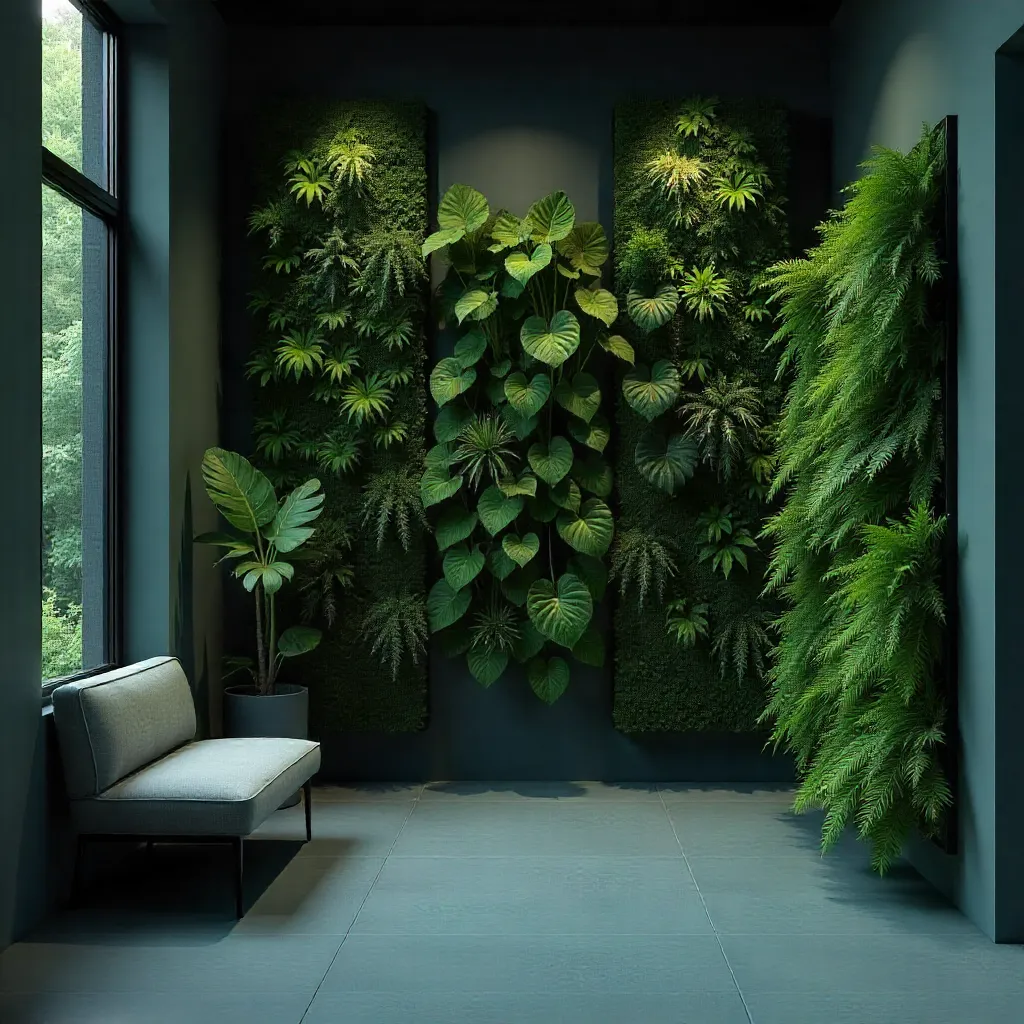 Large-scale green wall installation in commercial space