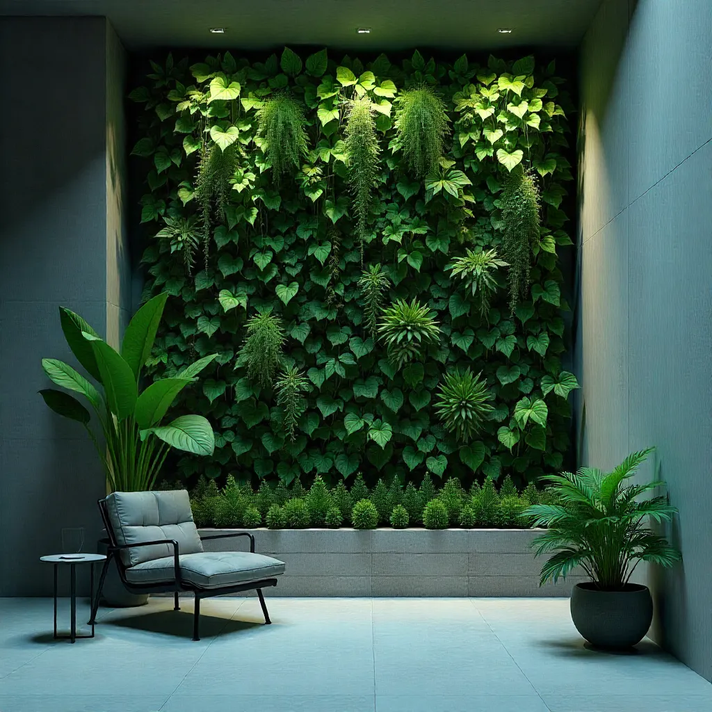 Trellis-frame vertical garden with climbing plants